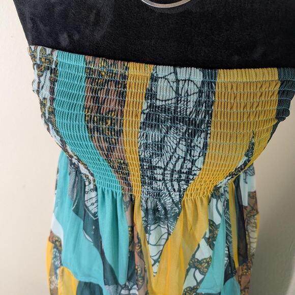 J. Gee Blue yellow white strapless dress - Picture 4 of 7